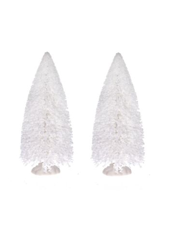 Fenyő dekoráció havas- műanyag- 14 cm- fehér- S/2