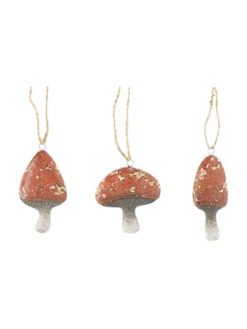 Gomba akasztós kerámia 3-1x0-9x8-2 cm terrakotta- fehér 3 féle @