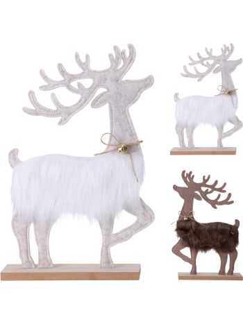 rénszarvas filc fa alappal- poliészter és MDF- méret: 210x50x340mm- műszőrmével