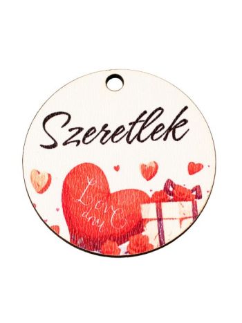 5db. Szeretlek feliratos dekor tábla 5cm