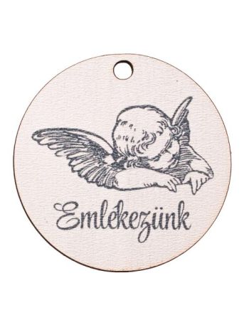 5db. Emlékezünk feliratos- angyalkás dekor fa tábla 5cm