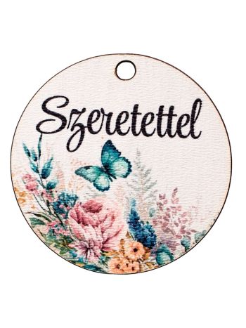 5db. Szeretettel feliratos dekor fa tábla 5cm