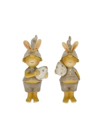 Gyerek nyuszifüllel tojással álló poly 3-5x3-5x9-5 cm bézs 2 féle DD67244