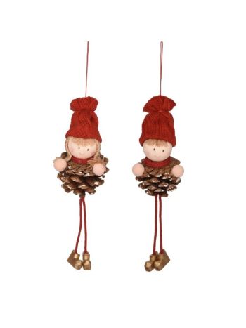 Gyerek toboz ruhában- akasztós- textil- 19 cm- piros- 2 féle SSS