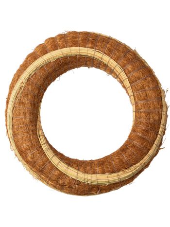 Szizállal bevont széna koszorúalap cirokkal díszítve 20cm/5cm - Barna