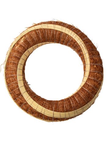 Szizállal bevont széna koszorúalap cirokkal díszítve 25cm/6cm - Barna