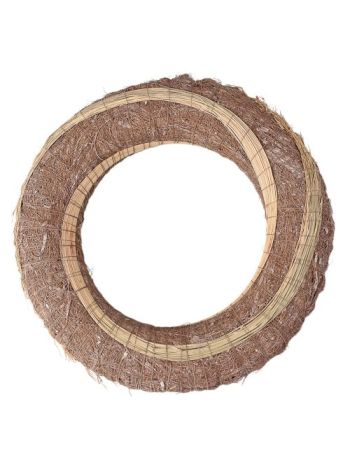 Szizállal bevont széna koszorúalap cirokkal díszítve 25cm/6cm - Bézs