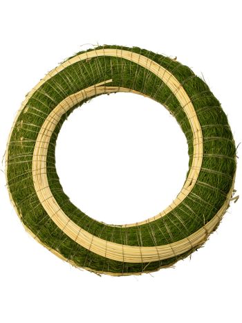 Szizállal bevont széna koszorúalap cirokkal díszítve 25cm/6cm - Zöld