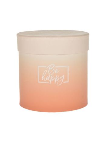 Kalapdoboz Be happy felirattal papír 11x11 cm krém- barack