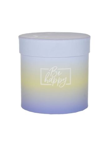 Kalapdoboz Be happy felirattal papír 11x11 cm lila- zöld
