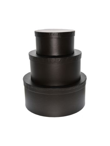 Kalapdoboz kerek papír 25x11cm- 20x10cm- 15x8cm fekete S/3 DD52978