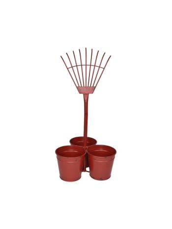 Kaspós állvány kerti szerszámmal fém 31-75x29-21x65-40cm piros  DD64436