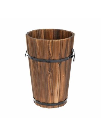 Kaspó fa- fém 30x20x15 cm barna- fekete
