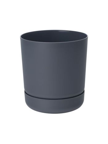 Kaspó kerek alátéttel 20 műanyag 20x22 cm matt antracit