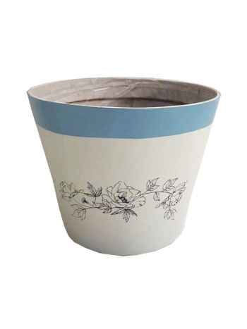 Kaspó ültethető virágmintás nyírfa 15x13 cm világoskék- kék