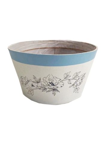 Kaspó ültethető virágmintás nyírfa 15x9 cm világoskék- sötétkék