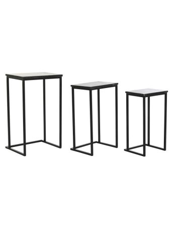 Kisasztal szett fém- márvány 40x26x65 cm fekete S/3