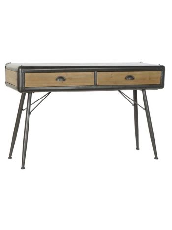 Konzol asztal lucfenyő- fém 118x40x77 cm natúr- világosszürke