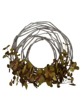 Koszorú levéllel díszített- vessző- 58 cm- barna- zöld- SSS