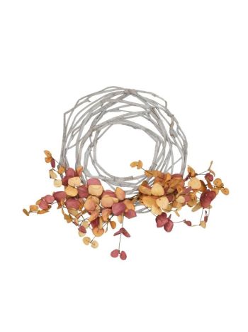 Koszorú levéllel díszített- vessző- 60 cm- narancssárga- bordó- SSS