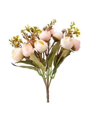 Peónia selyemvirág csokor- 5 ágú- 32cm magas - Krém