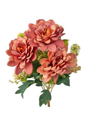 Dália selyemvirág csokor- 7 ágú- 36cm magas - Púder bézs