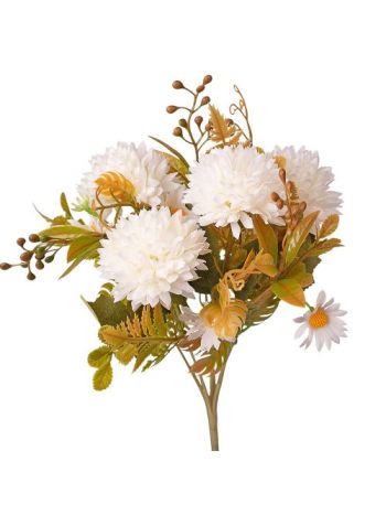 Dandelion selyemvirág csokor- 7 ágú- 34cm magas - Fehér