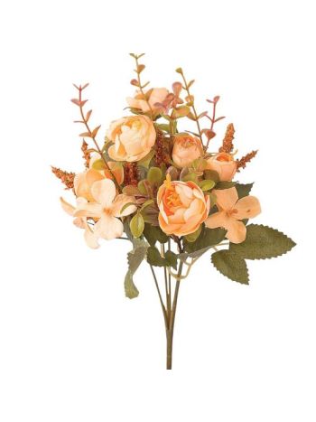 Peóniás selyemvirág csokor- 5 ágú- 29cm magas - Barack