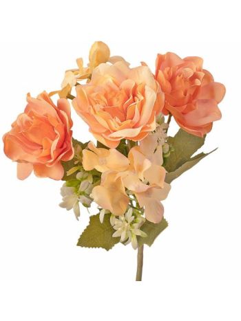 Hortenzia selyemvirág csokor- 5 ágú- 30cm magas - Barack