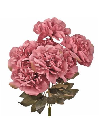 Peónia selyemvirág csokor- 7 ágú- 38cm magas - Rózsaszín