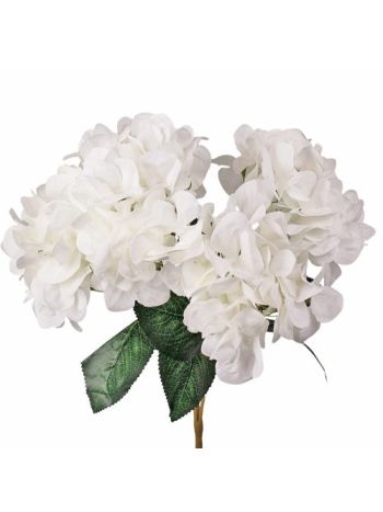 Hortenzia selyemvirág csokor- 5 ágú- 49cm magas - Fehér