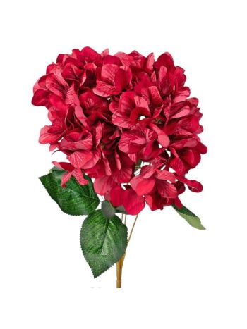 Hortenzia selyemvirág csokor- 5 ágú- 49cm magas - Piros
