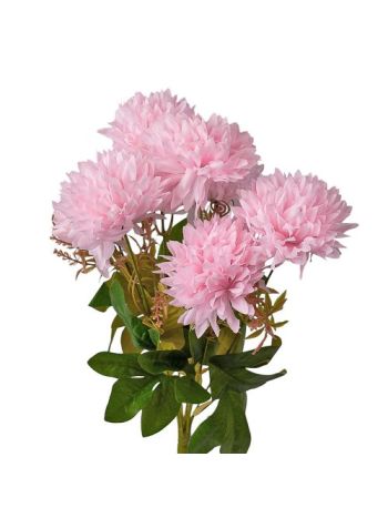 Krizantém selyemvirág csokor- 7 ágú- 42cm magas- virágfej: 9cm - Rózsaszín