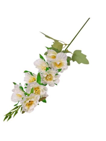 Virágos selyemvirág ág- 76cm - Fehér