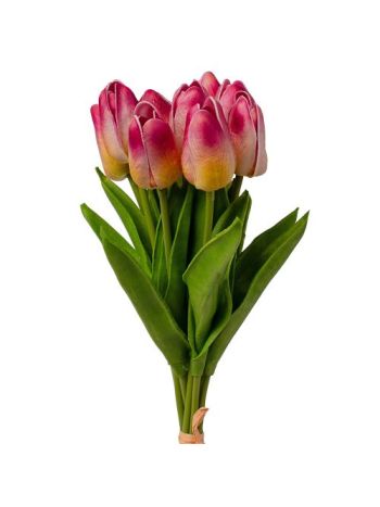 Real touch tulipán köteg- 10 szálas- 33.5cm magas - Wine red