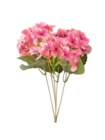 Hortenzia selyemvirág csokor- 34cm magas - Barack / Rózsaszín