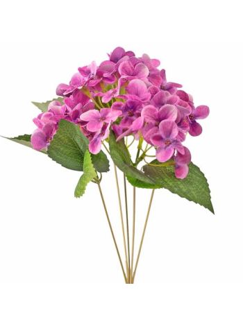 Hortenzia selyemvirág csokor- 34cm magas - Sötétlila