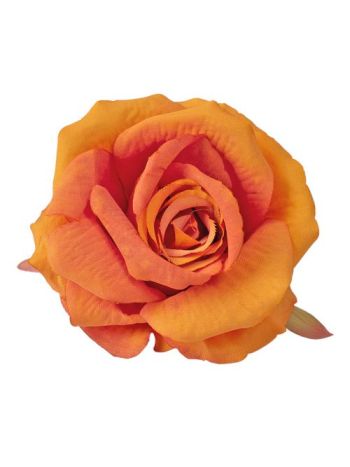 Rózsa selyemvirág fej- 9cm - Narancssárga