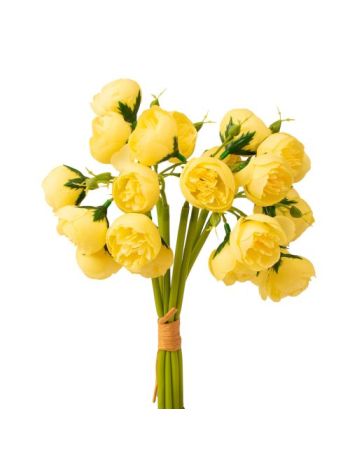 Boglárka selyemvirág köteg- 24 fejes- 28cm magas - Citromsárga