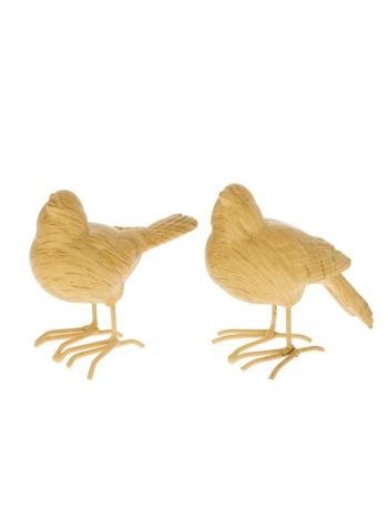 Madár fa mintázattal- fém lábbal poly 8x5-5x8 cm barna 2 féle @