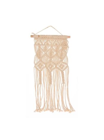 Makramé dekor akasztós textil 25x66 cm krém