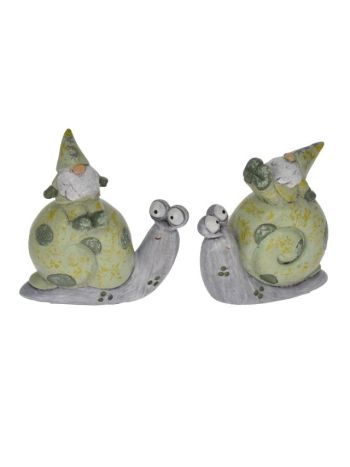 Manó csigaháton ülő poly 7x3x8cm zöld-szürke 2 féle @