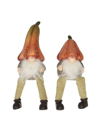 Manó tök kalappal- lógólábú- kerámia- 6-5x7x20 cm- narancs- fehér- 2 féle- SSS