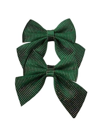 Csíkos bársony masni készlet- 12 x 13cm- 2db. - Sötétzöld