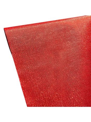 Metál vászon dekorációs anyag- asztali futó- 28cm x 5m - Piros