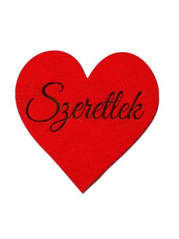 5 db.  Szeretlek feliratos gravírozott fa szívecske 5cm - Piros