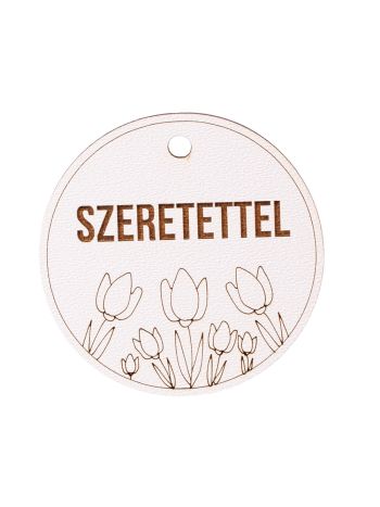 5db. Tulipános- Szeretettel feliratos tábla 5cm - Fehér