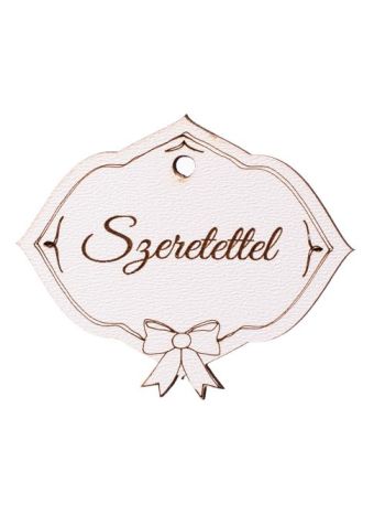 5db. Masnis- Szeretettel feliratos tábla 6 x 5cm - Fehér