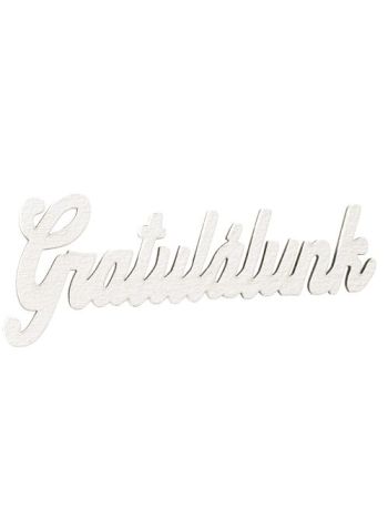 5db Gratulálunk festett fa felirat 10 x 4cm - Fehér