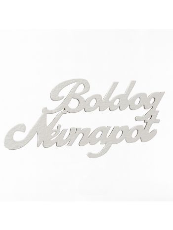 4db. festett fa Boldog Névnapot felirat 10 x 5cm - Fehér